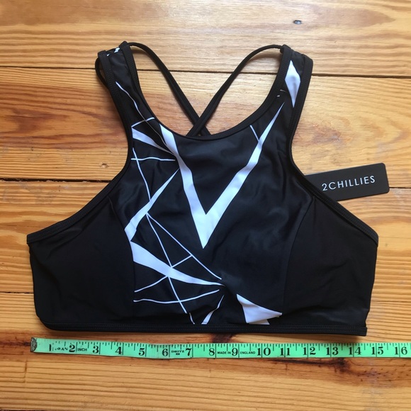 2Chillies Black White Abstract Bikini, NWT, L - Picture 3 of 13